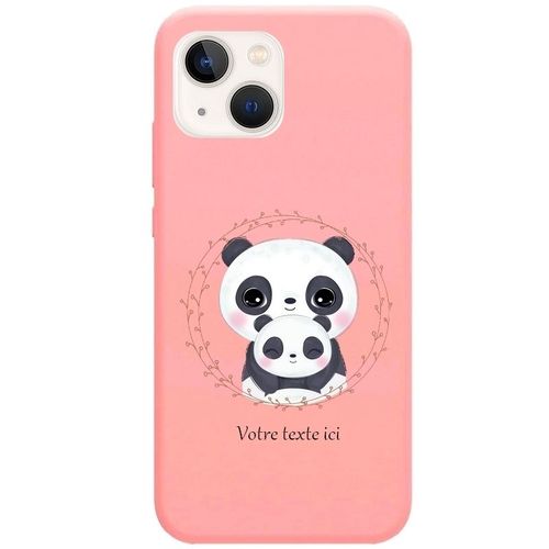 Coque Rose Iphone 14 Plus Panda Maman Personnalisee