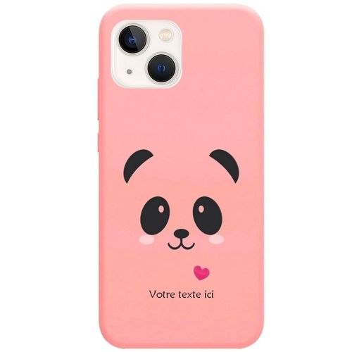 Coque Rose Iphone 14 Plus Panda Coeur Ballon Personnalisee