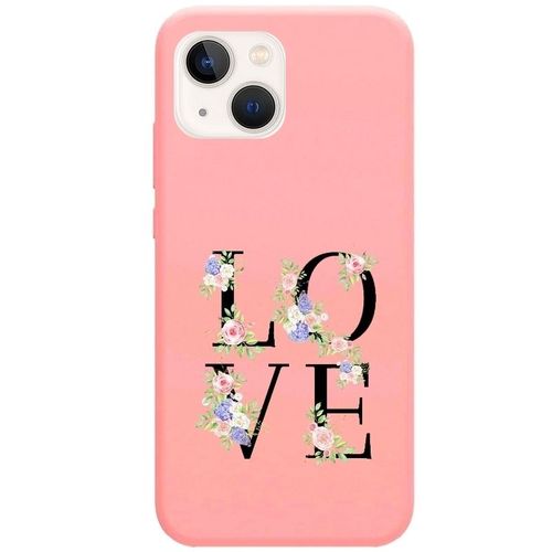 Coque Rose Iphone 14 Plus Love Fleur Pastel Personnalisee