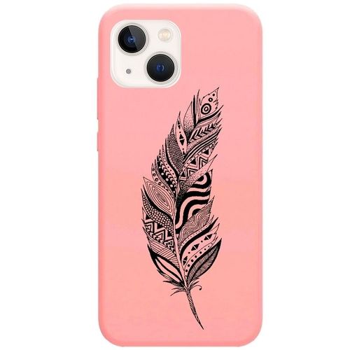 Coque Rose Iphone 14 Plus Plumes