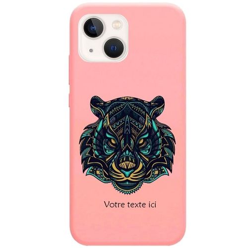 Coque Rose Iphone 14 Plus Tigre Mandala Personnalisee