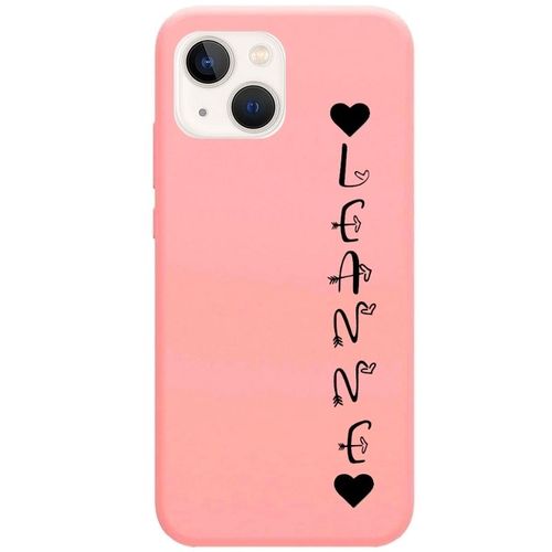 Coque Rose Iphone 14 Plus Avec Votre Prenom 20 Coeur Et Boho