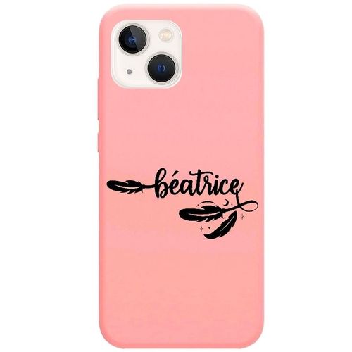Coque Rose Iphone 14 Plus Avec Votre Prenom 6 Plume