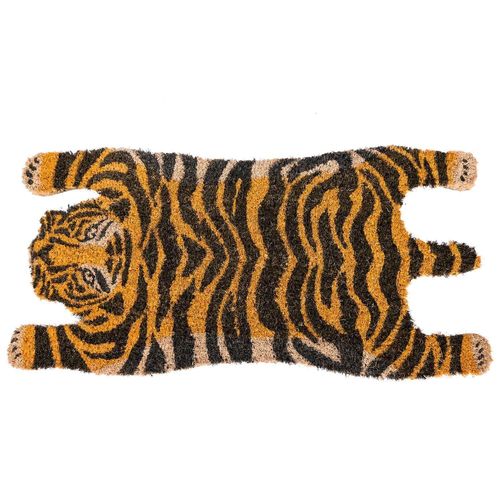 Paillasson Colore En Fibres De Coco En Forme De Tigre, 74 Cm