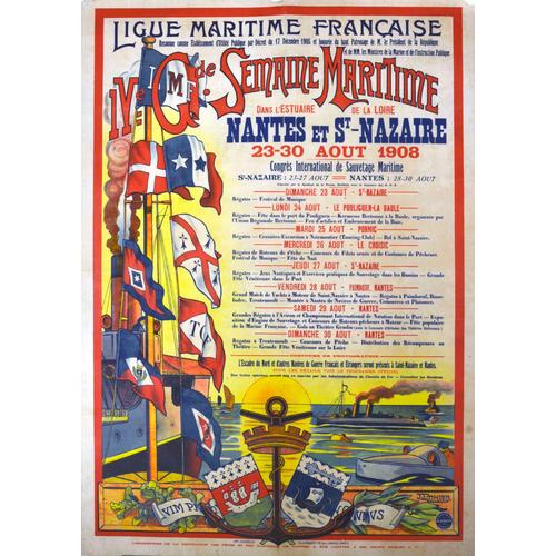 Affiche 1908 Nantes Saint Nazaire