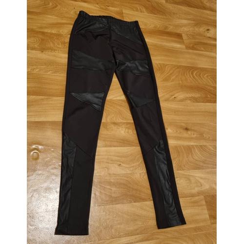 Leggings Noir Jennyfer Empiècement Similicuir Taille 36