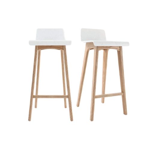 Tabourets De Bar Scandinaves Blancs Et Bois Clair H75 Cm (Lot De 2) Baltik
