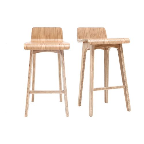 Tabourets De Bar Scandinaves Bois Clair H65 Cm (Lot De 2) Baltik