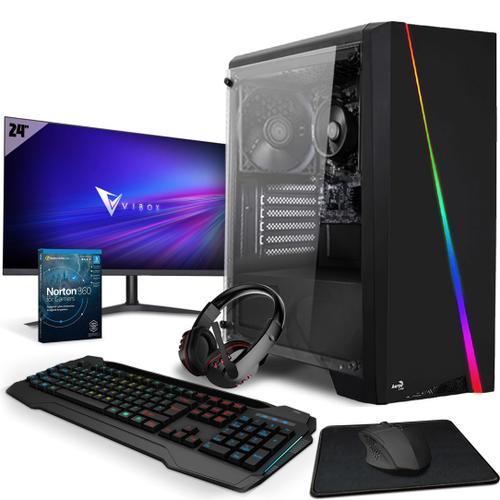 Vibox VI-48 PC Gamer - 24"" Écran Pack - AMD Athlon PRO 300GE Processeur - Radeon Vega 3 Graphiques - 16Go RAM - 2To HDD - 240Go SSD - Windows 11 - WiFi