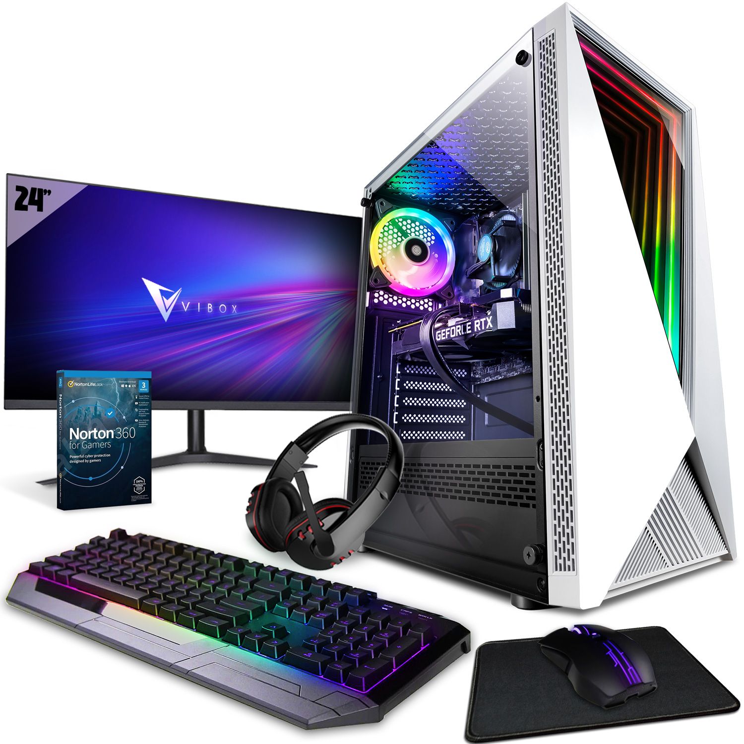 Vibox VII-36 PC Gamer - 24"" Écran Pack - Intel i7 12700F Processeur 4.9GHz - Nvidia GTX 1660 Super 6Go Carte Graphique - 16Go RAM - 240Go SSD - 1To Disque Dur - Windows 11 - WiFi