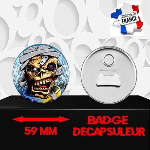 Magnet Décoratif Décapsuleur Aimanté 59 Mm Groupe Rock Iron Maiden 337