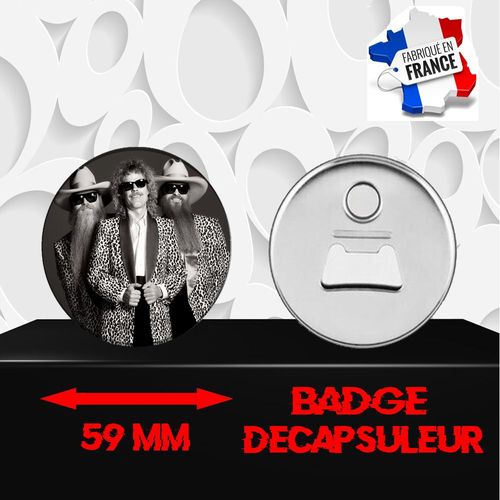 Magnet Décoratif Décapsuleur Aimanté 59 Mm Groupe Rock Zz Top 380