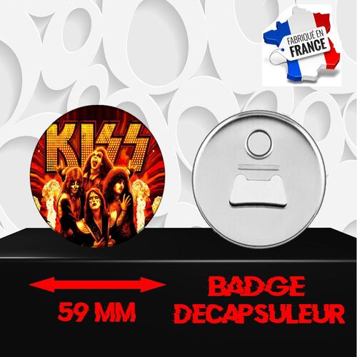 Magnet Décoratif Décapsuleur Aimanté 59 Mm Groupe Rock Kiss 372