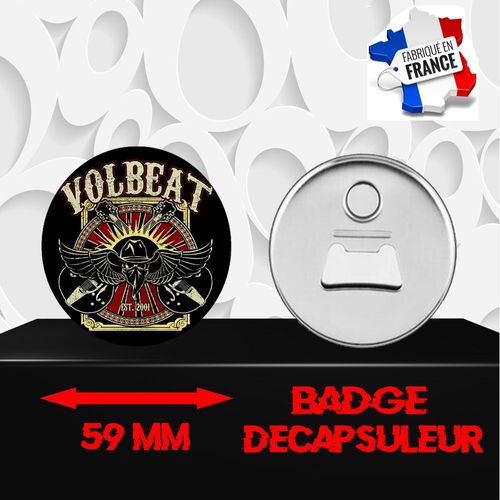 Magnet Décoratif Décapsuleur Aimanté 59 Mm Groupe Rock Volbeat 422