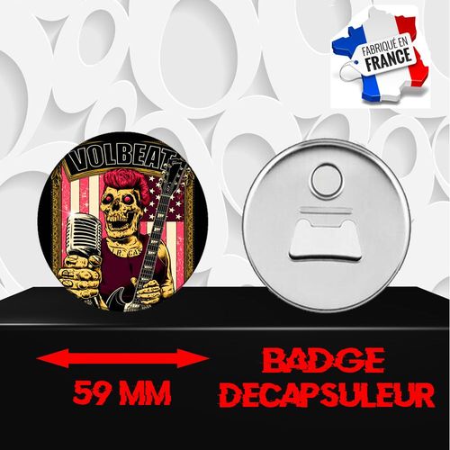 Magnet Décoratif Décapsuleur Aimanté 59 Mm Groupe Rock Volbeat 424