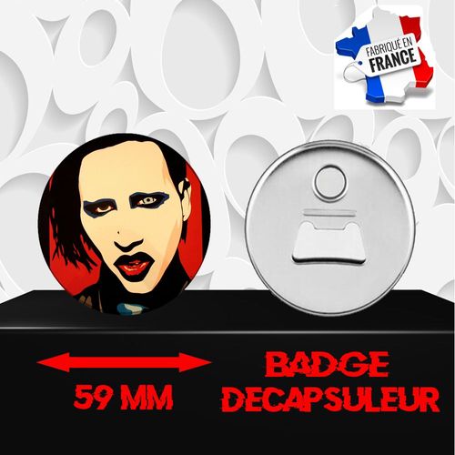 Magnet Décoratif Décapsuleur Aimanté 59 Mm Groupe Rock Marilyn Manson 400