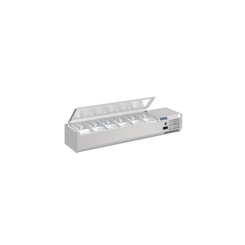 Saladette réfrigérée 6 x GN 1/4 (P)100 mm, à poser avec couvercle, 110 W, 220 V - MONO