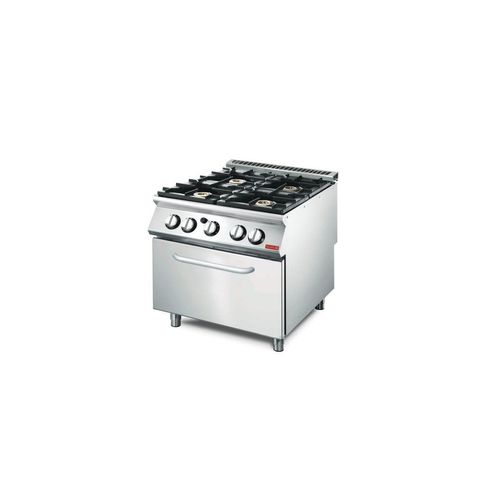 Fourneau inox à gaz 4 feux vifs sur four gaz, 26 400 W, GAZ