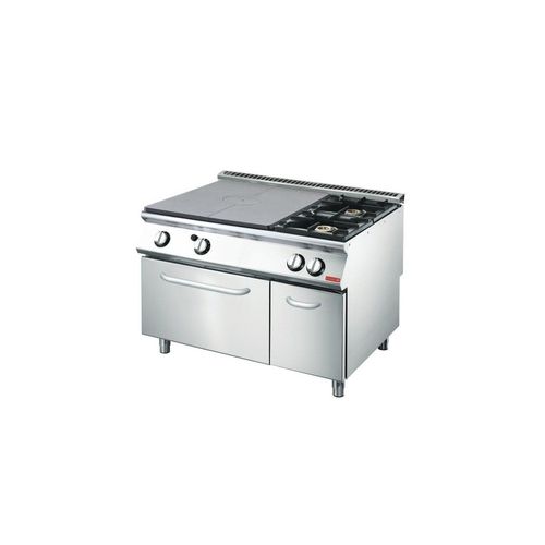 Fourneau inox à gaz 2 feux vifs & plaque coup de feu sur four gaz