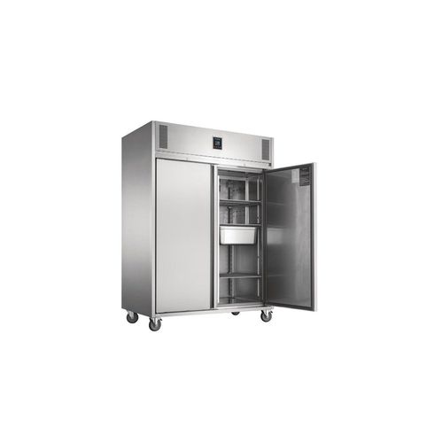 Armoire inox ventilée tropicalisée positive 1170 Litres, 2 portes pleines GN 2/1, sur roulettes, 460 W, 220 V - MONO