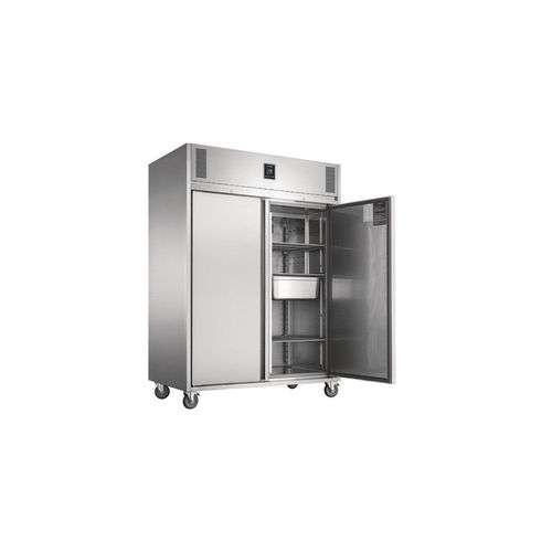 Armoire inox ventilée tropicalisée négative 1170 Litres, 2 portes pleines GN 2/1, sur roulettes, 800 W, 220 V - MONO
