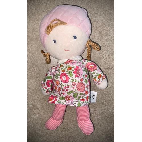 Doudou Poupée Betsy Cyrillus Fleurs Roses Peluche Jouet Petite Fille Plush Soft Toy Doll Pink Flowers