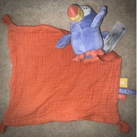 Doudou Perroquet Tape À L¿?Il Mouchoir Lange Coton Peluche Jouet Bébé 