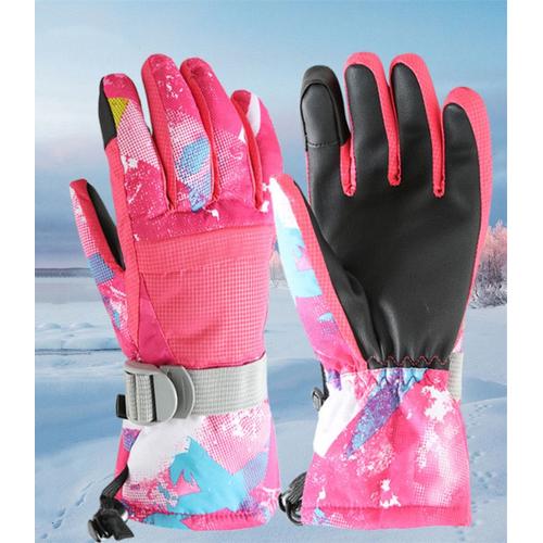 Gants De Ski Femmes Hiver,Écran Tactile Tissu Rembourré Chaud,Gants Imperméables Et Respirants,Pour Le Ski,La Randonnée(Rose)