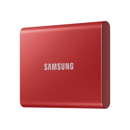 Samsung T7 MU-PC1T0R - SSD - chiffré - 1 To - externe (portable) - USB 3.2 Gen 2 (USB-C connecteur) - AES 256 bits - rouge métallique