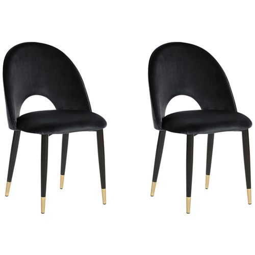 Velours Chaise De Salle À Manger Set De 2 Noir Magalia