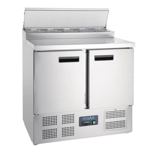 Comptoir inox réfrigéré de préparation 254 Litres, 5 x GN 1/6 (P)150 mm, 155 W, 220 V - MONO