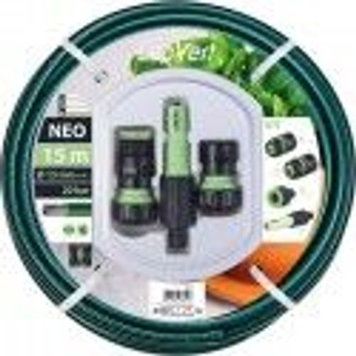 Kit complet arrosage jardin tuyau ° 15 mm x 15 m + raccord + lance CAP VERT