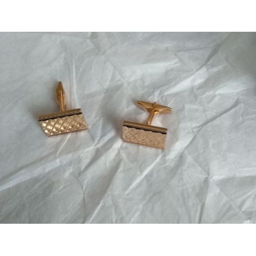 Boutons De Manchette Plaqué Or Forme Rectangle. Sans Boite