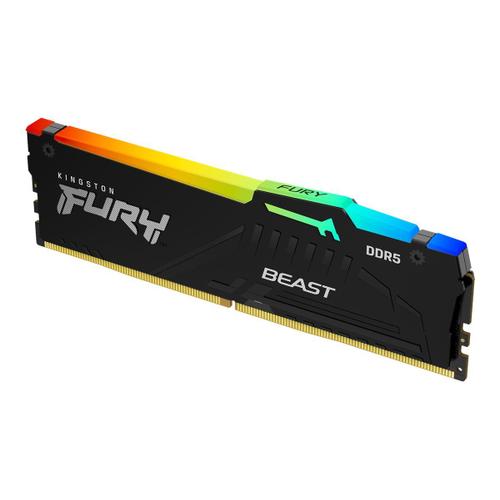 Kingston FURY Beast RGB - DDR5 - module - 16 Go - DIMM 288 broches - 5600 MHz / PC5-44800 - CL36 - 1.25 V - mémoire sans tampon - on-die ECC - noir
