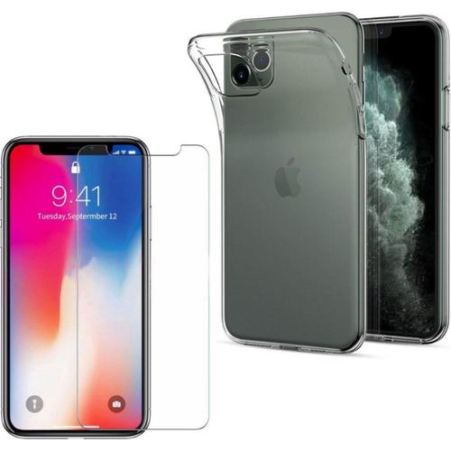 Coque Pour Iphone 11 Pro Et Verre Trempé - Protection Silicone Souple Ultra Mince Film Vitre Protection Ecran [Phonillico®]