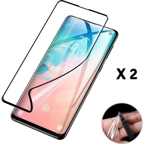 Lot 2 Films Protection Pour Samsung Galaxy S10 - Protecteur Ecran En Plastique Bord Noir Incurve Integral Anti Rayure Ultra Mince Phonillico®