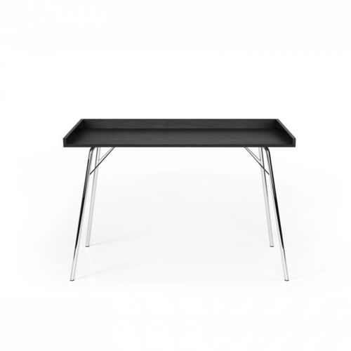 Paris Prix - Bureau Design En Bois "Rayburn" 115cm Noir & Chrome