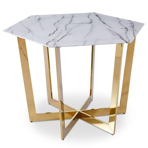 Paris Prix - Table De Repas Design "Dizazi" 120cm Blanc & Or