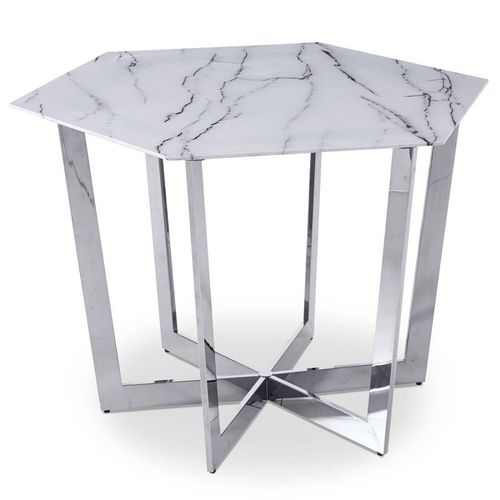 Paris Prix - Table De Repas Design "Dizazi" 120cm Blanc & Argent