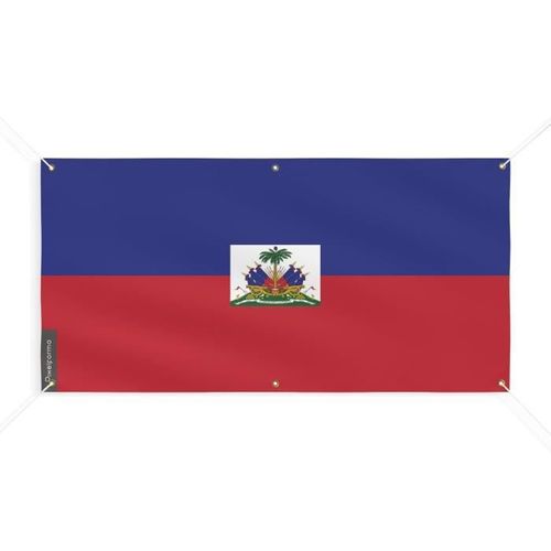 Bannière Drapeau d'Haïti 6 Oeillets 100x200cm en polyester