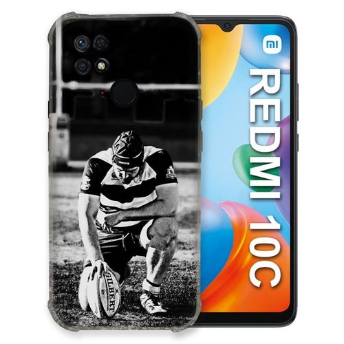 Coque Pour Xiaomi Redmi 10c Sport Rugby Noir Blanc