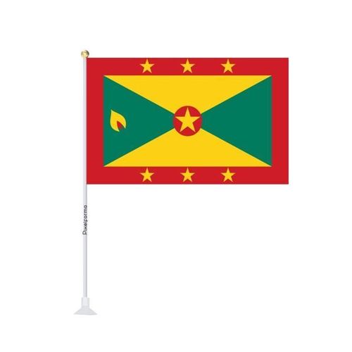 Mini drapeau ventouse Drapeau de la Grenade 14x21cm en 1 pièce