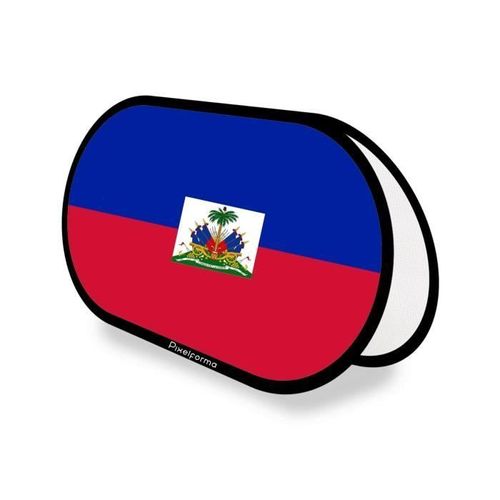 Support publicitaire ovale Drapeau d'Haïti en 70x120cm