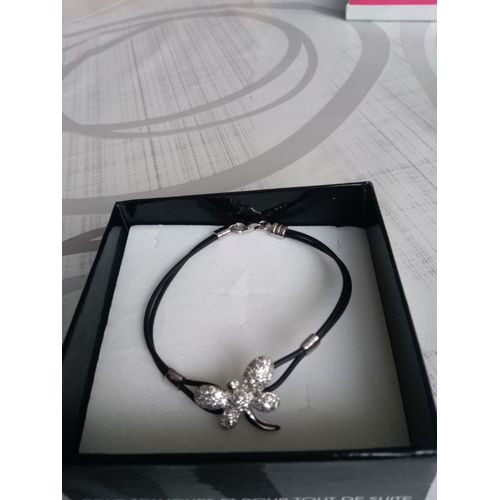 Bracelet En Argent Avec Papillon Strass