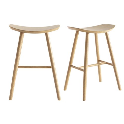 Tabourets De Bar Bois Clair H65 Cm (Lot De 2) Demory