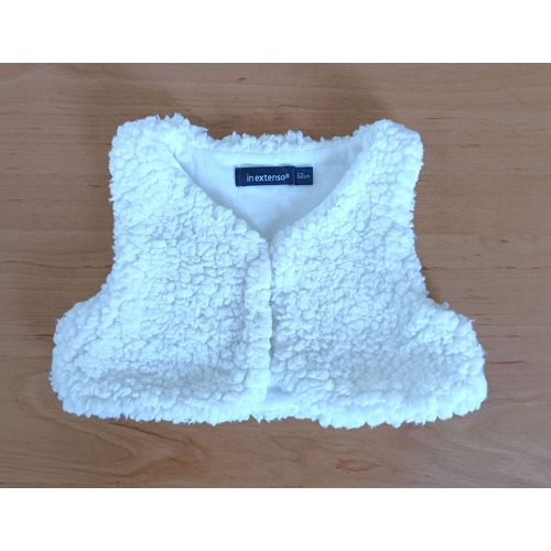 Gilet Sans Manches Blanc Casse. In Extenso. Taille 3 Mois. 62 Cm