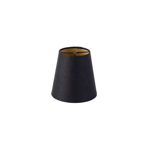 Qazqa Moderne Coton Bonnet De Serrage En Coton Noir 12 Cm Rond Avec Intã©Rieur Dorã© , Rond Oblique Abat-Jour Pince