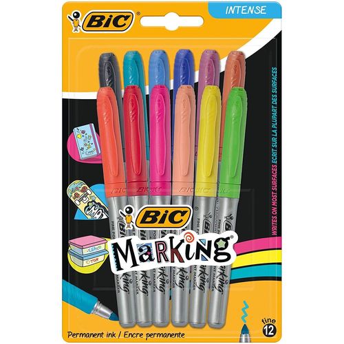 Bic Blister De 12 Marqueurs "Marking Color" Couleurs Intenses Assorties