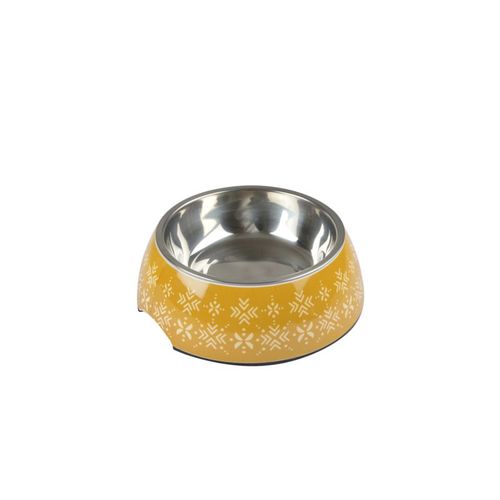 Gamelle Pour Animaux En Inox À Motifs Ethnic - 600ml - Jaune - D 17,6 Cm