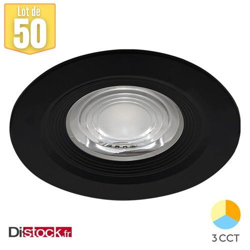 Lot De 50 Spots Led Encastrables Étanches 3en1 Rond Noir 7w Ip54